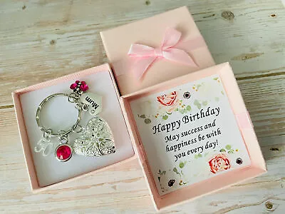 Personalised HAPPY BIRTHDAY Gifts Charm Keyring 16th 18th 21st 30th Gift For Her • £6.99