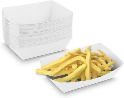 MT Products White Paper Food Trays - 1 Lb Disposable Nacho Trays - Pack Of 100 • $17.93