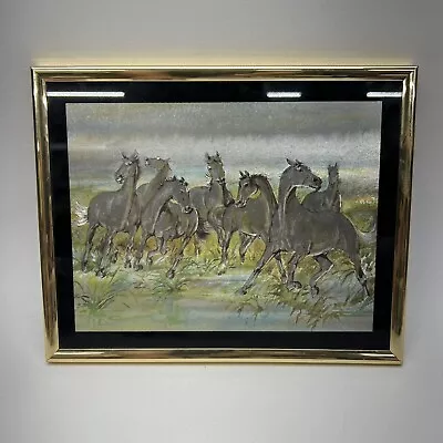 Manifestations Inc. Optical Illusionary Art Foil Wild Horses Gold 8”H 10”W • $29.99