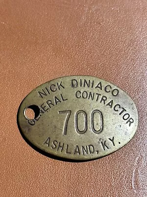 Vintage Brass Nick Diniaco Ashland KY Armco Brass Employee Badge Tag • $19.99