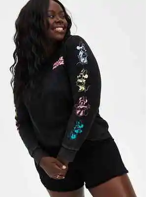 Torrid   DISNEY MINNIE MOUSE Black Mineral Wash Fleece Sweatshirt    2x  3x 4x • $32