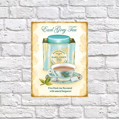 Earl Grey Tea Retro Tin Metal Sign Nostalgic Art Gift Home Decor • £3.95