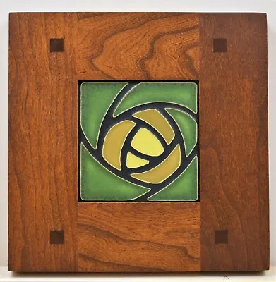 Motawi 4x4 Dard Hunter Tile (Green) In Morris Cherry Frame E802 • $139