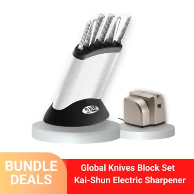 [BUNDLE DEALS] Global Synergy Knife Block Set 7 Piece + Kai Shun Sharpener • $559