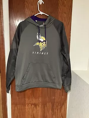 Majestic Large NFL Minnesota Vikings Sweatshirt Hooded Grey Thermabase 3340 • $16