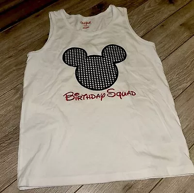 Disney Birthday Mickey Mouse Embroidery Shirt Size 6/7 Sleeveless White • $5