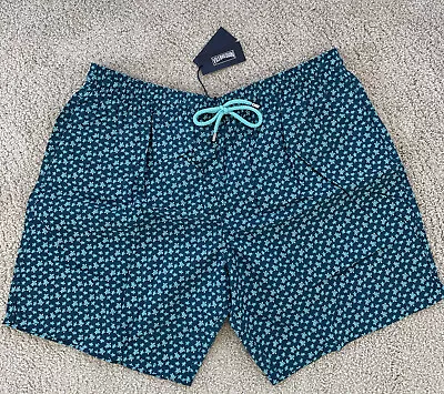 NWT Authentic Vilebrequin MOOREA Swim Trunks - TURTLES - BLUE - MEN - Size 5XL • $125