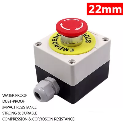 22mm E-STOP Switch Latching Mushroom Head Emergency Stop Push Button Control Box • $9.55