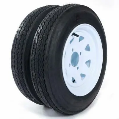 2pcs Trailer Tires & Rims 4.80-12 480-12 LRB 4 Lug Hole Bolt White Spoke Wheel • $108.99