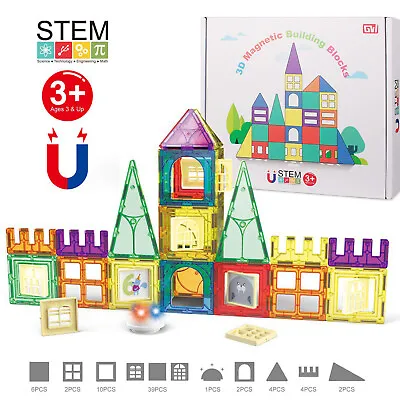 70PCS  Magnetic Tiles Kids STEM Magnet Toys For Toddler Magnetic Blocks Building • $24.99