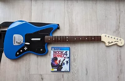 PlayStation 4 Rock Band 4 Wireless Fender Jaguar Blue Guitar + Game - PS4 • $319