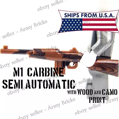 M1 Carbine Semi Auto • CUSTOM Brick Weapons For Minifigs Toy -  WOOD Camo Print • $2.53