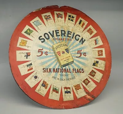 Rare Early 1900s Sovereign Cigarettes Cardboard Advertising Sign For Silk Flags • $23.50