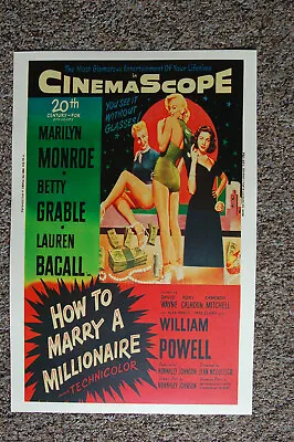 How To Marry A Millionaire Lobby Card Movie Poster Marilyn Monroe • $4