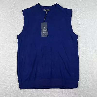 Hart Schaffner Marx Vest Mens Medium Blue Sweater V Neck Pullover Merino Wool • $25.88