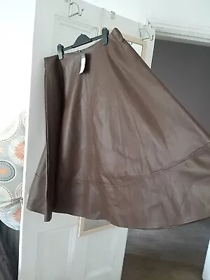 🐞Primark Size 14 Mid Length Faux Leather Brown Skirt. Bnwt.rrp £15🐞 • £4