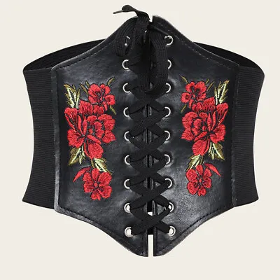 Corset Belt For Women Trendy Stylish Lace Up Waist Cummerbund Vintage Floral • £13.19