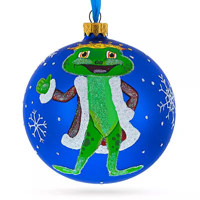 Royal Ribbit: The Frog King Crowned In Splendor Hand-Blown Glass Ball Christmas • $13.70