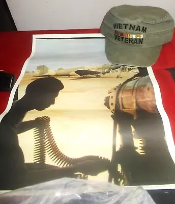 Mini Guns & Dragon Ships Vietnam Air Force  Poster  And New Vietnam Veteran Hat • $25