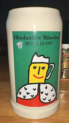 Vintage German 1l Beer Stein Oktoberfest Munchen 1997 Munich Rastal B Jankowska • $19.99