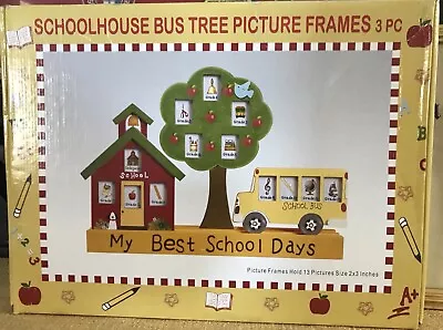 Rare! Schoolhouse Bus Tree Picture Frames Years K-12th  3 Pieces  New Old Stock • $49.99