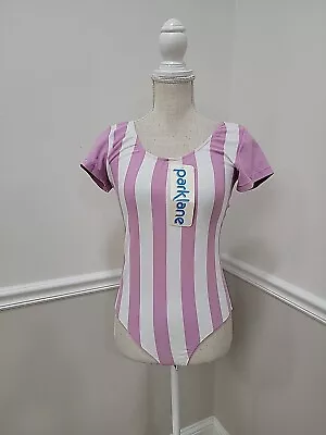 VTG 80s Purple & White Parklane Leotard Bodysuit Aerobics Dance  Size L/NWT  • $39.99