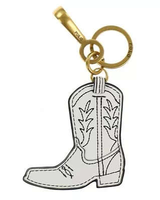 Polo Ralph Lauren Leather Cowboy Western Boot White Key Chain Brass One Size • $33.32