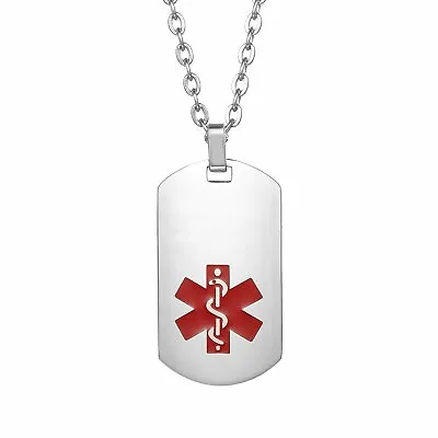 Free Engraving Stainless Steel Medical Alert ID Dog Tag Chain Necklace Men Women • $9.89