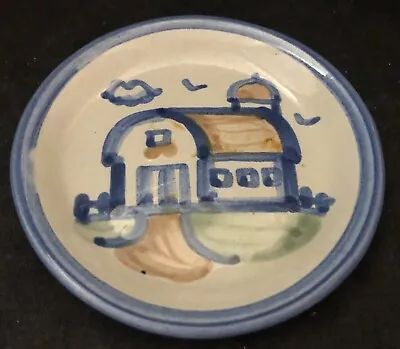 M.A. Hadley Pottery Hand Painted Folk Art 4   Round BARN COASTER Signed Mint • $20