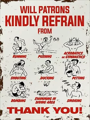 £9.50 • Buy Classic Retro Swimming Pool Rules On Metal Sign - A2 A3 A4 - Funny Hot Tub Sign