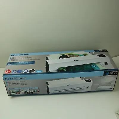 United Office A3 Laminator Hot & Cold 300w 8 XA3 Pouches & Pouch Cutter UNUSED • £25