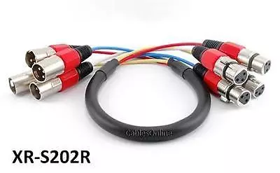 2ft Pro XLR 4-Channel M To F Balanced Audio Snake Cable CablesOnline XR-S202R • $17.95