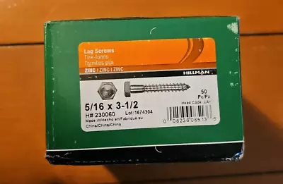 Hillman 5/16 In. X 3-1/2 In. Zinc Hex Lag Screw (50 Ct.) 230060 Free Shipping! • $15.76