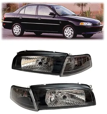 For 97-02 Mitsubishi Lancer Mirage Evo 4 Black Jdm Headlight+corner Black Housin • $235.96