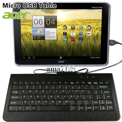 £5.99 • Buy Micro USB Leather Wired Keyboard Plug And Play For 10.1  Acer Iconia Tablet