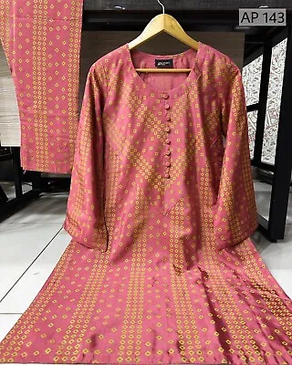 Sindhi Print Silk Trouser Suit Pakistani Ladies High Quality Casual Co Ord Suit • £24.99