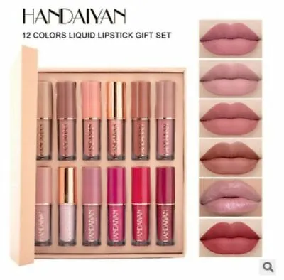 12pc Matte Liquid Lipstick Set Waterproof Non-Sticky Lip Gloss Set Lip Book Set • £9.99