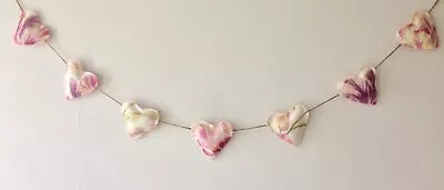 Laura Ashley Heart Garland Bunting Gosford Cyclamen 7 Fabric Hearts Pinks • £12.50