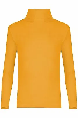 Girls Turtle Neck Jumper Kids Ribbed Polo Neck Top Boys Long Sleeve T-Shirt Top • £5.61