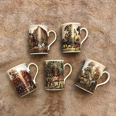 Danbury Mint Set Of 5 Fine English Bone China Mugs ‘Days On The Farm’ • £25