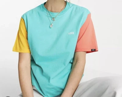 £12 • Buy Vans Womans Colour Block Classic Fit Turquoise T Shirt Size L