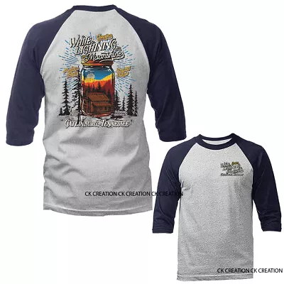 White Lightning Moonshine Whiskey Smoky Mountains 3/4 Sleeve Raglan Tee • $17.15