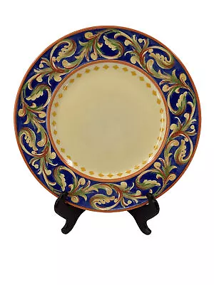 Pfaltzgraff Villa Della Luna 11  Dinner Plate Round Blue Band Green Brown Leafy • $28.11