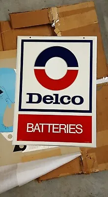 $1400 • Buy NOS Original Vintage AC Delco Battery Sale Double Sided Metal Sign Hanging Kit