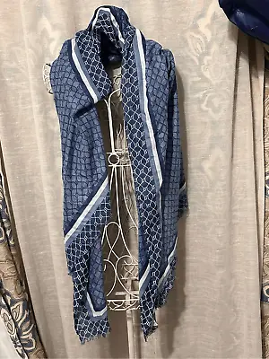 NEW WITH TAGS RIVERISLAND Blue RI Monogram Border Scarf • $15