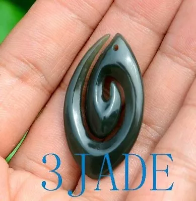 New Zealand Maori Koru Natural Nephrite Jade Pendant • $19.99