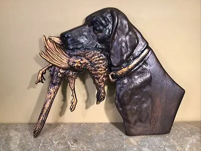Vtg. Rare Metal Wall Art Casting Black Labrador Retriever & Game Bird • $45