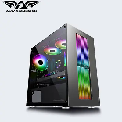 PC Case Armaggeddon Tron VII Tempered Glass MATX Gaming Case Black • $95.95