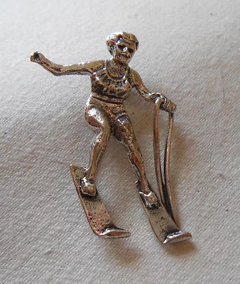 Vintage Beau Sterling Silver Lady On Water Skis Brooch    191902 • $42