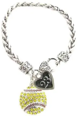 Custom Softball Crystal Claw Bracelet Jewelry Jersey Numbers 50-99 Available • $23.49